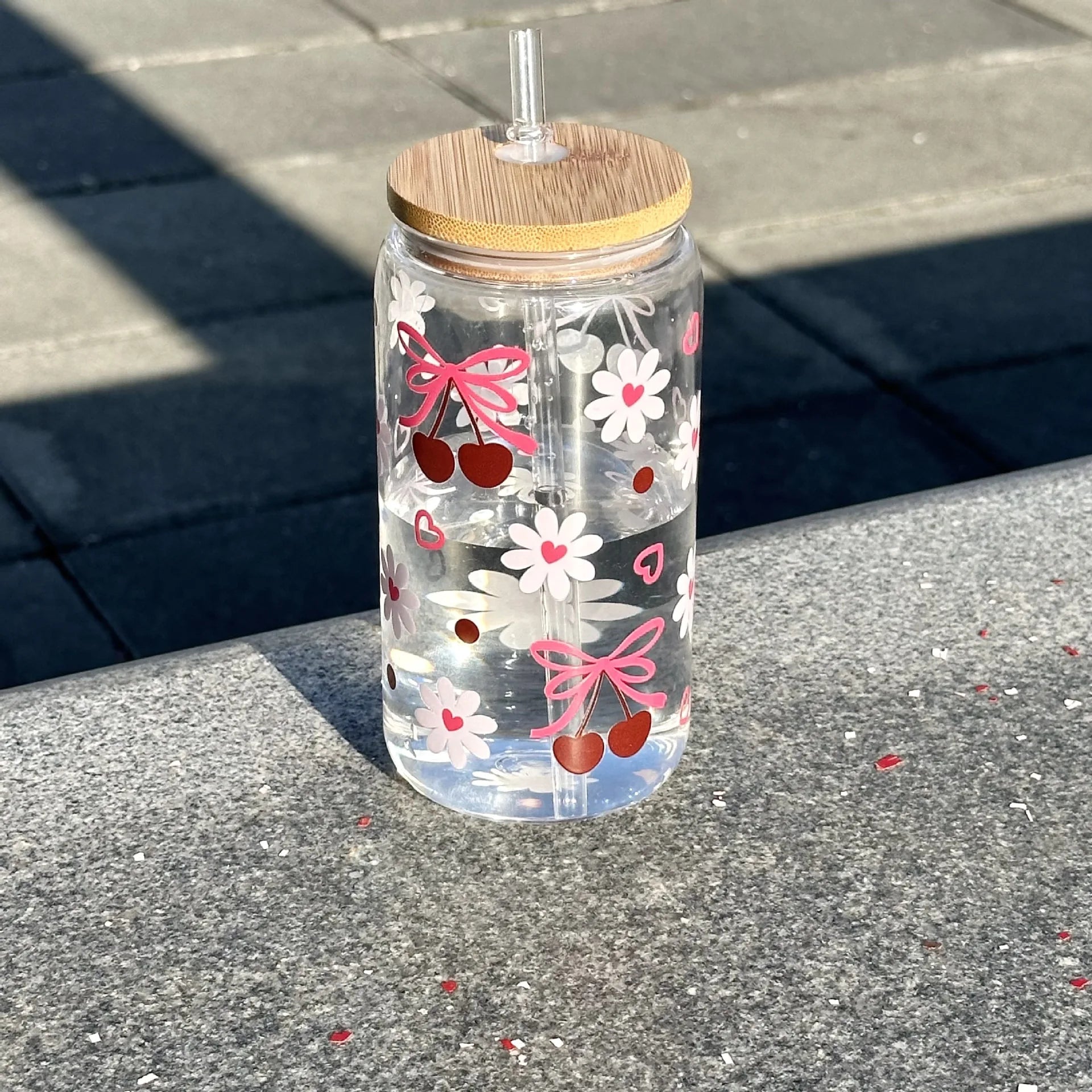 500ml Cute Bow Glass Cup