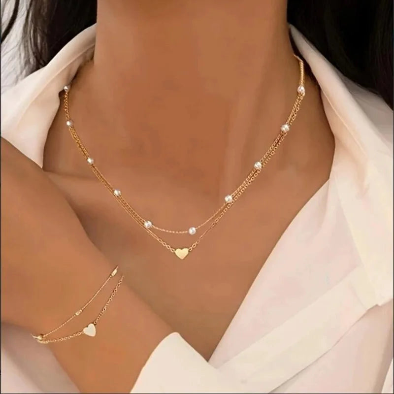 Pearl Heart Jewelry Set
