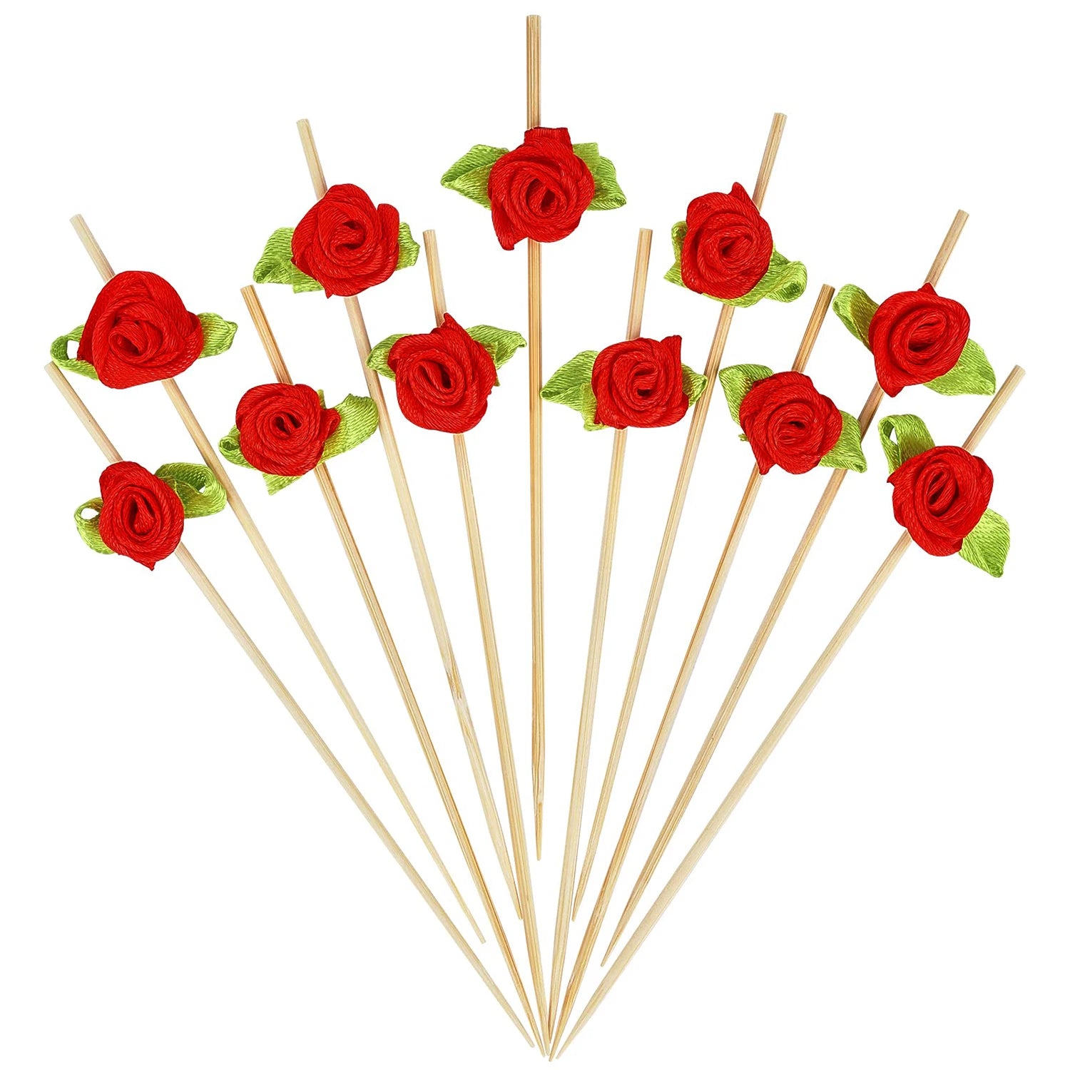100pcs Disposable Long Flower Sticks
