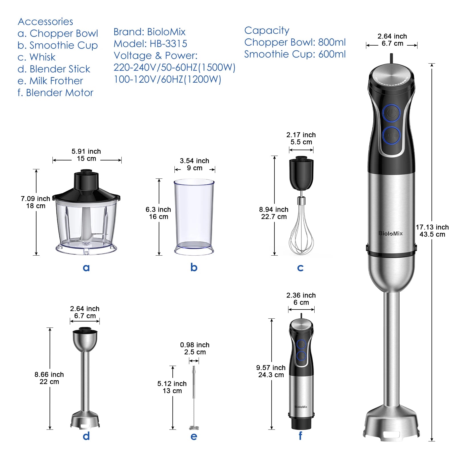 BioloMix 5 in 1 Immersion Hand Blender
