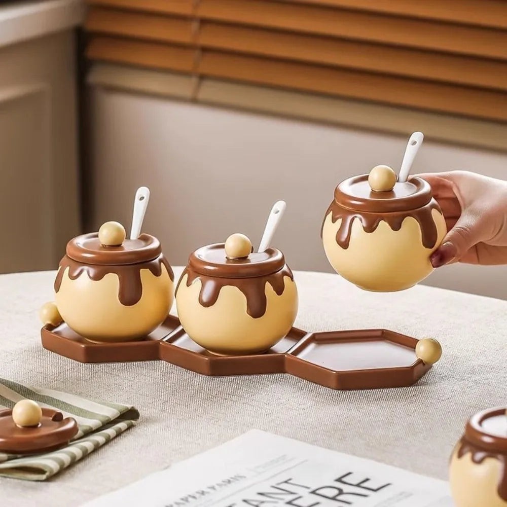 Ceramic Seasoning Jar (Cartoon Honey Jar design)