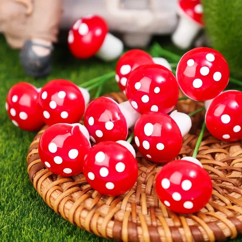 Mini Red Mushroom Miniatures DIY Micro Landscape Ornament
