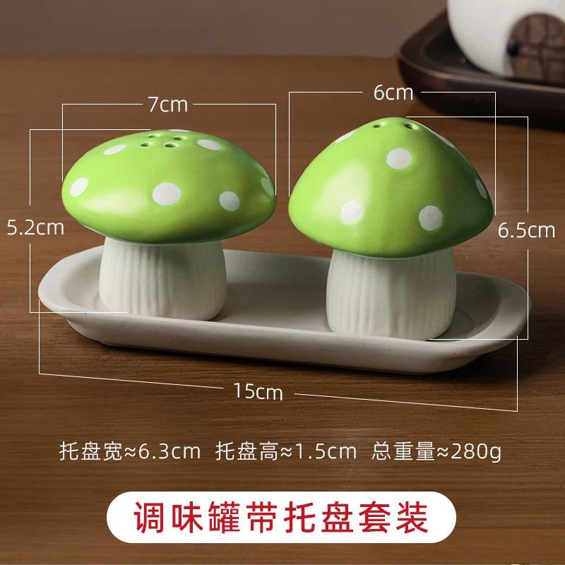 Ceramic Red Mushroom Seasoning Jar