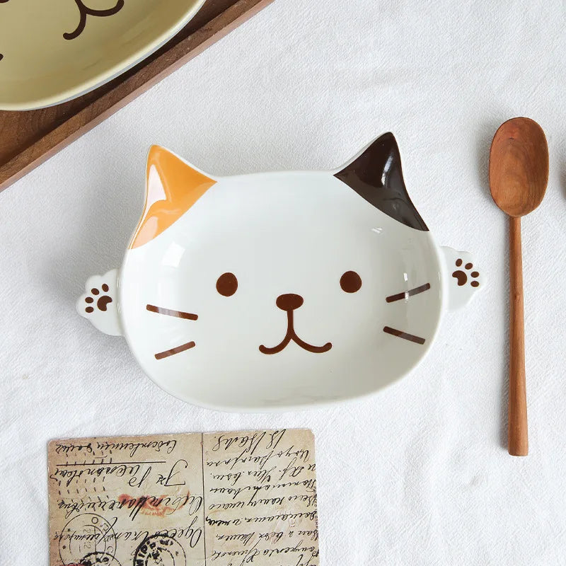 Japanese Cartoon Cat Ceramic Plate