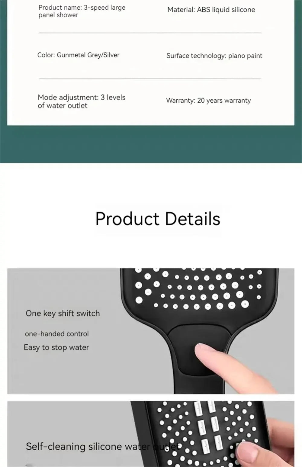 Adjustable Shower Head with 3 Mode