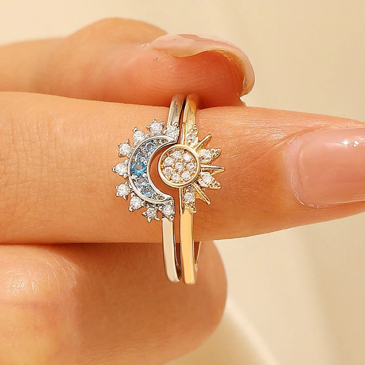 Sun and Moon Stackable ring