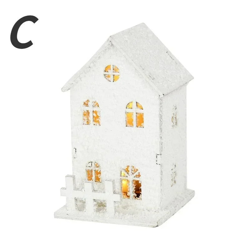 Christmas Decoration Small White House with LED Lights