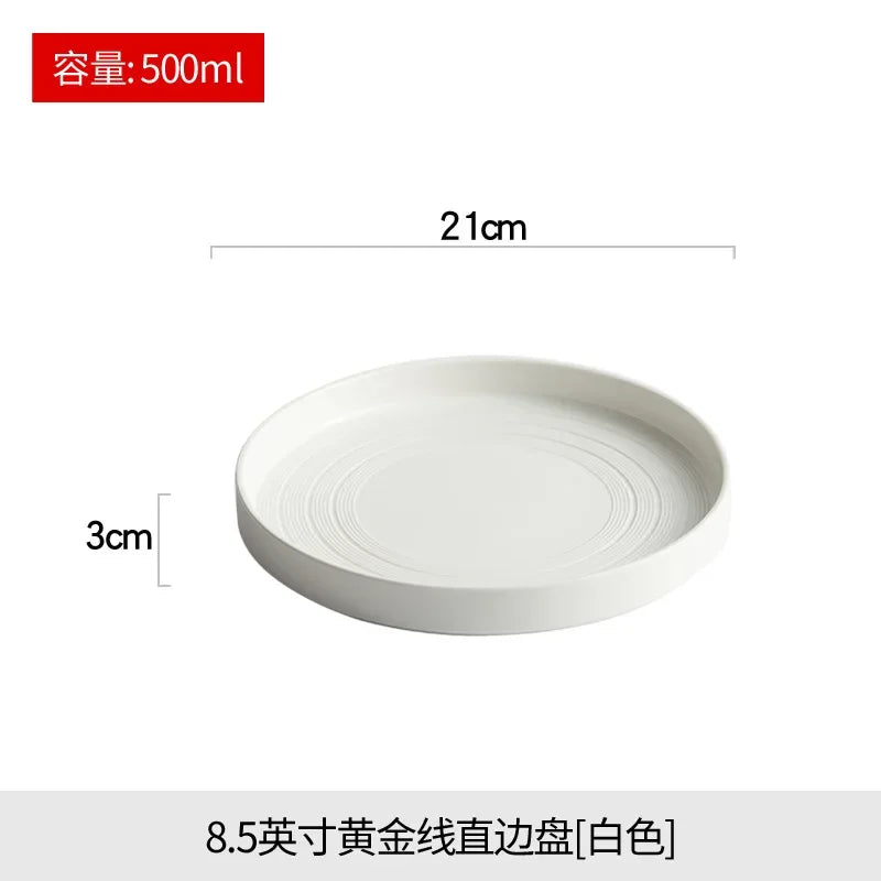 High end white ceramic steak brushed tableware