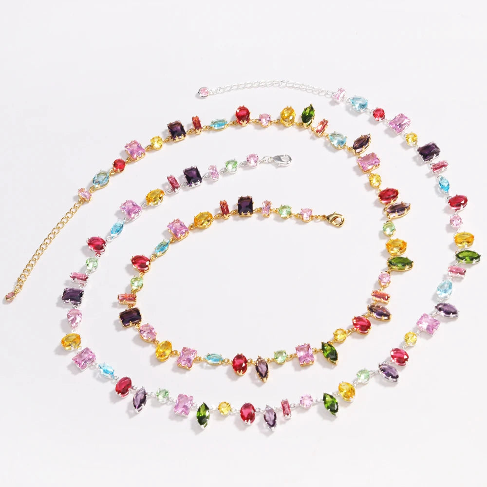 18K Golden Plated Colourful Crystal Zircon Necklace