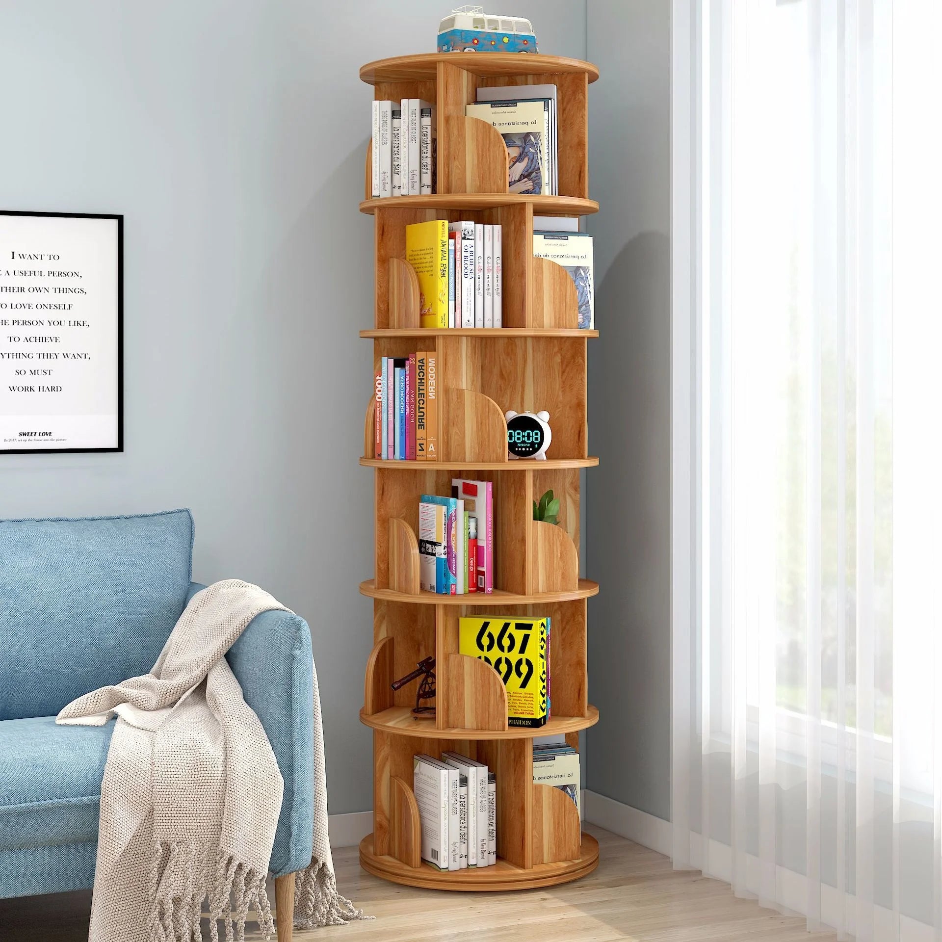 Rotating bookshelf
