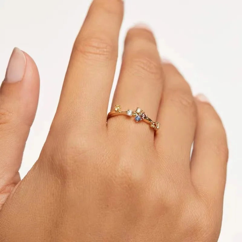 925 Sterling Silver Color Zircon Ring