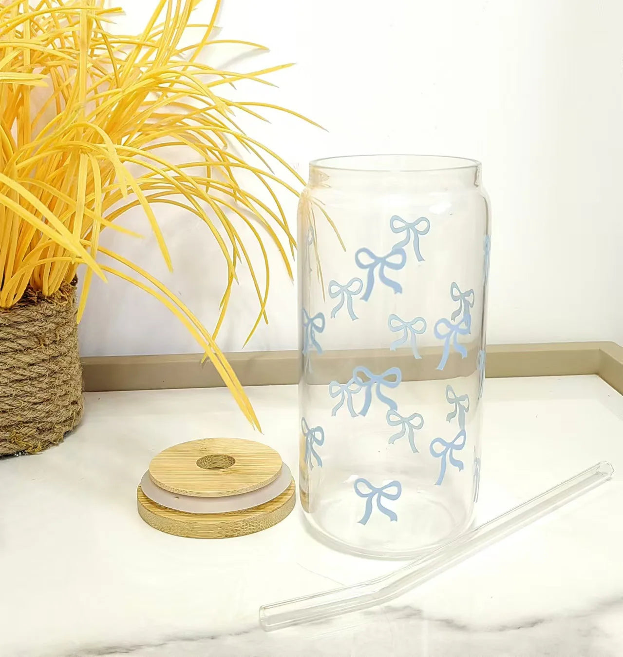 500ml Cute Bow Glass Cup