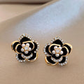 Dripping Zircon Pearl Flower Earrings