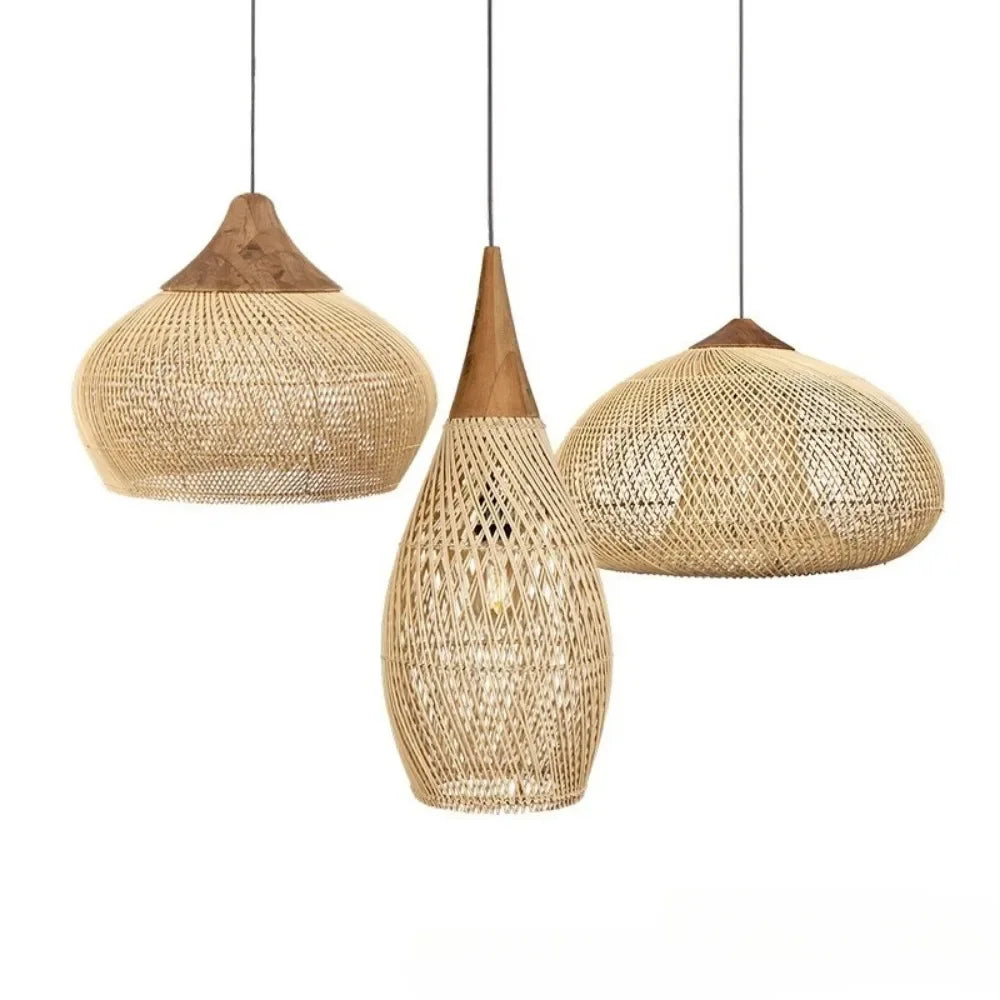 60cm Wabi Sabi Rattan LED Pendant Lights