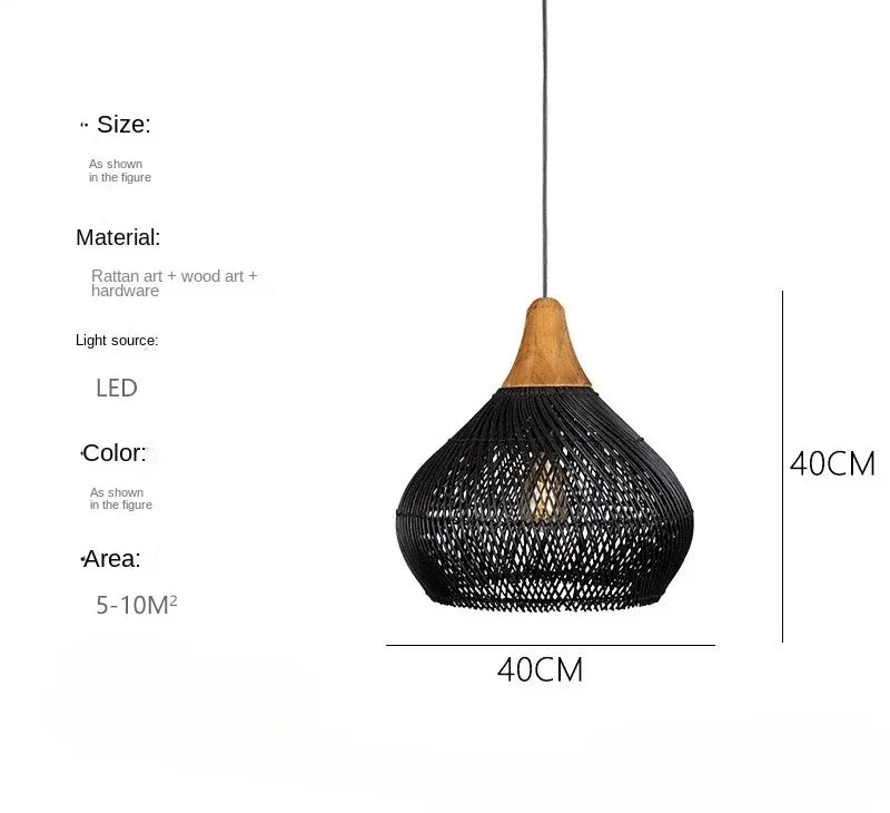 60cm Wabi Sabi Rattan LED Pendant Lights