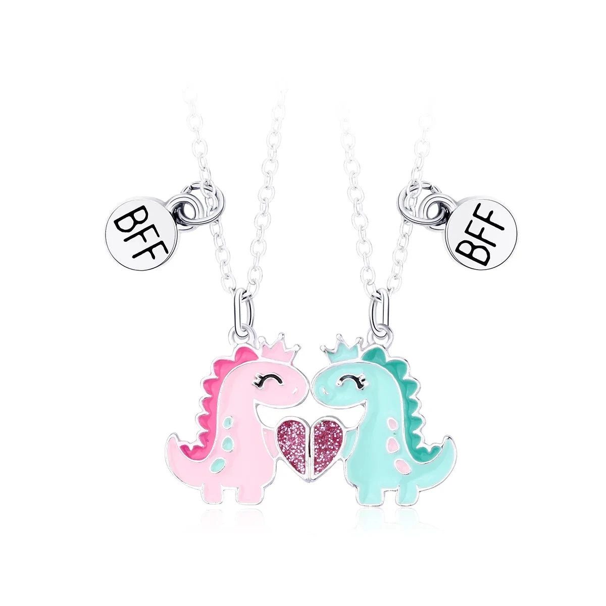 2Pcs Cute Cartoon Animal Magnetic Necklace