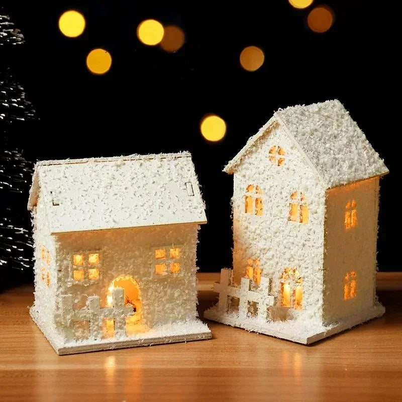 Christmas Decoration Small White House with LED Lights
