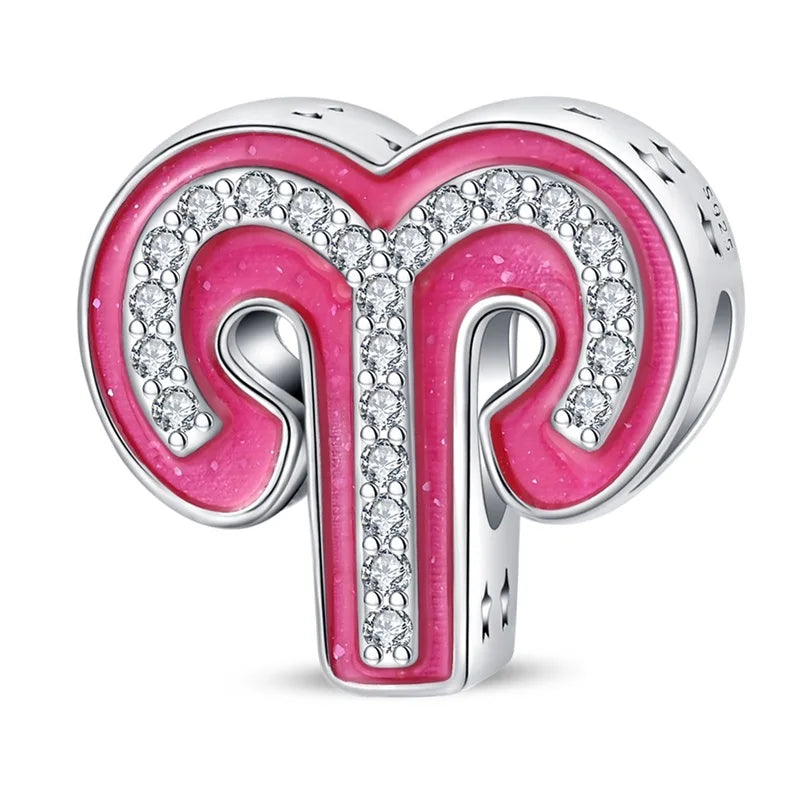 925 Sterling Silver June Birthstone Heart Beads & Sun And Moon Medal Pendant