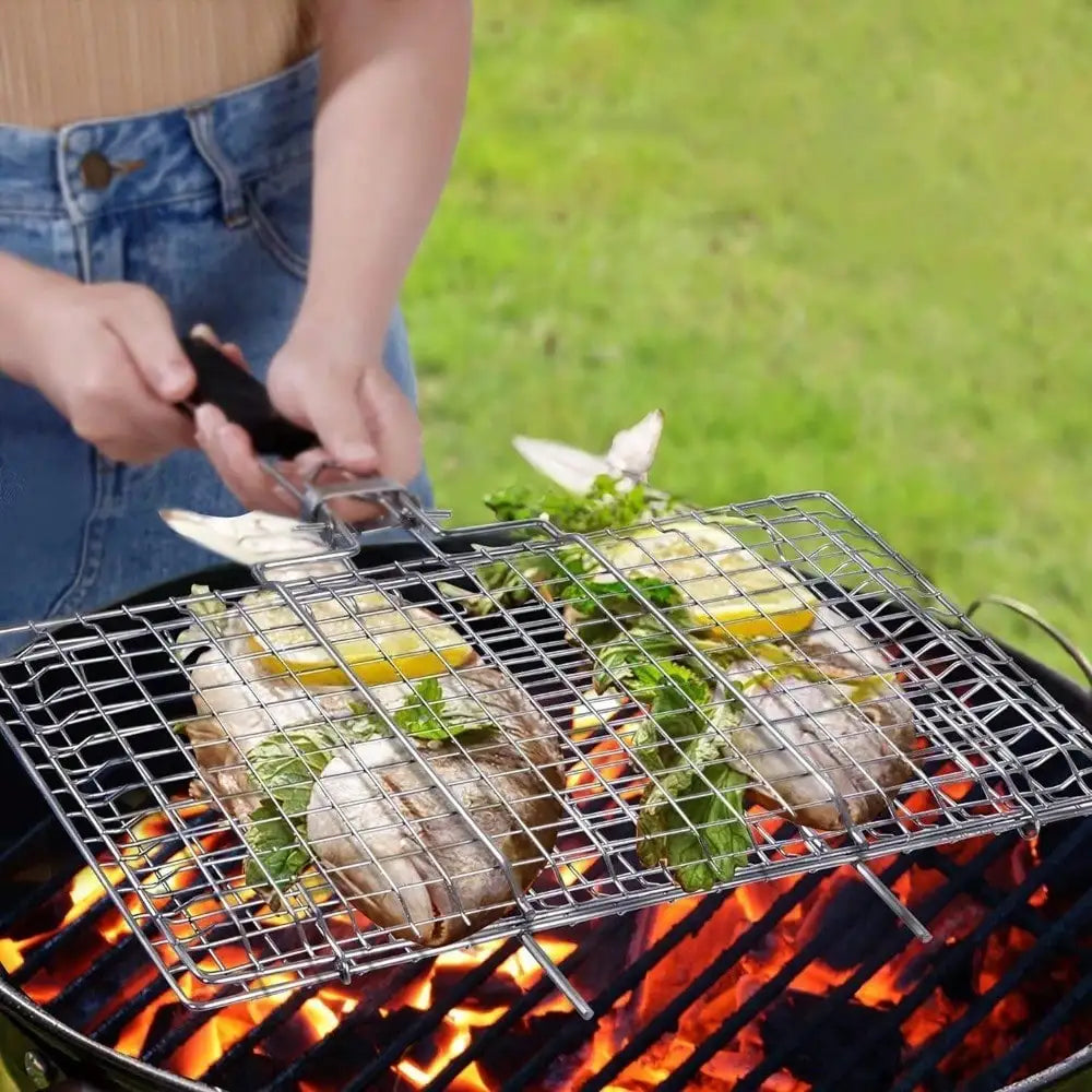 Folding Portable Outdoor Camping Stainless Steel BBQ Rack