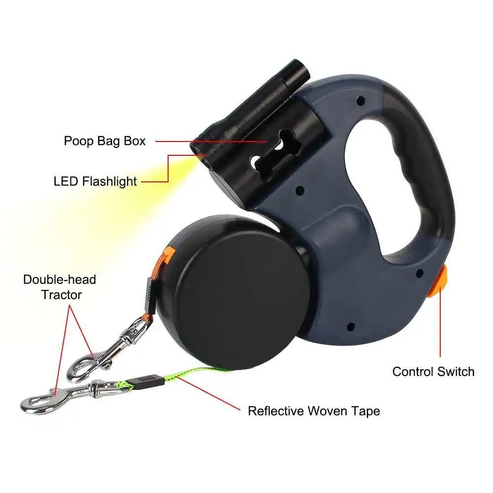 Auto Retractable Double-Ended Dog Leash 3m
