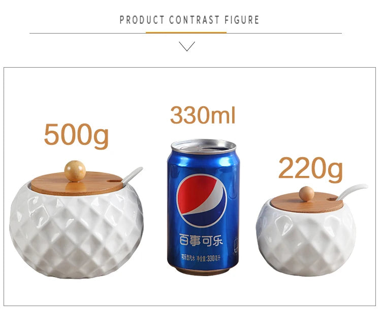 Ceramic Seasoning Jars with Wooden Lid