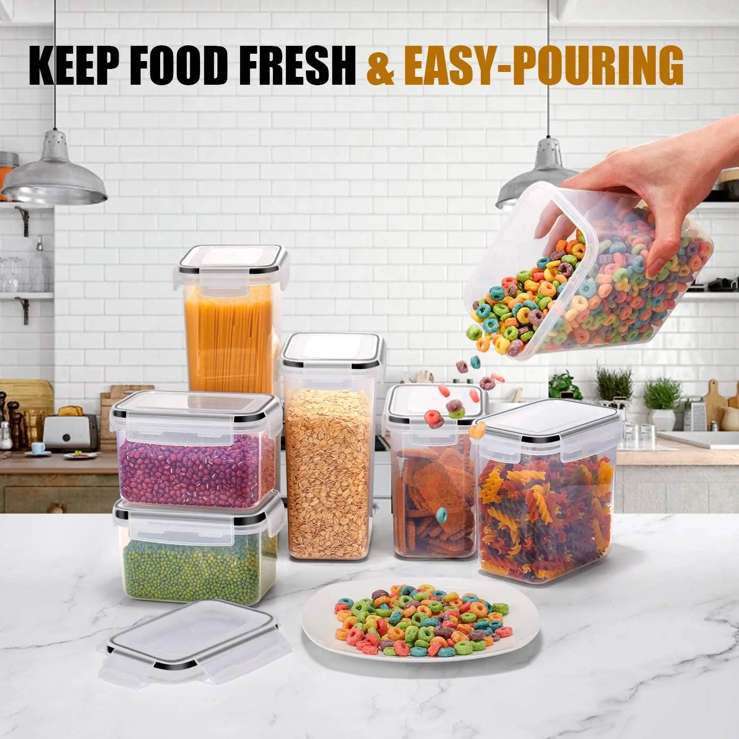 Kitchen 7pcs BPA Free Plastic Airtight Storage Box