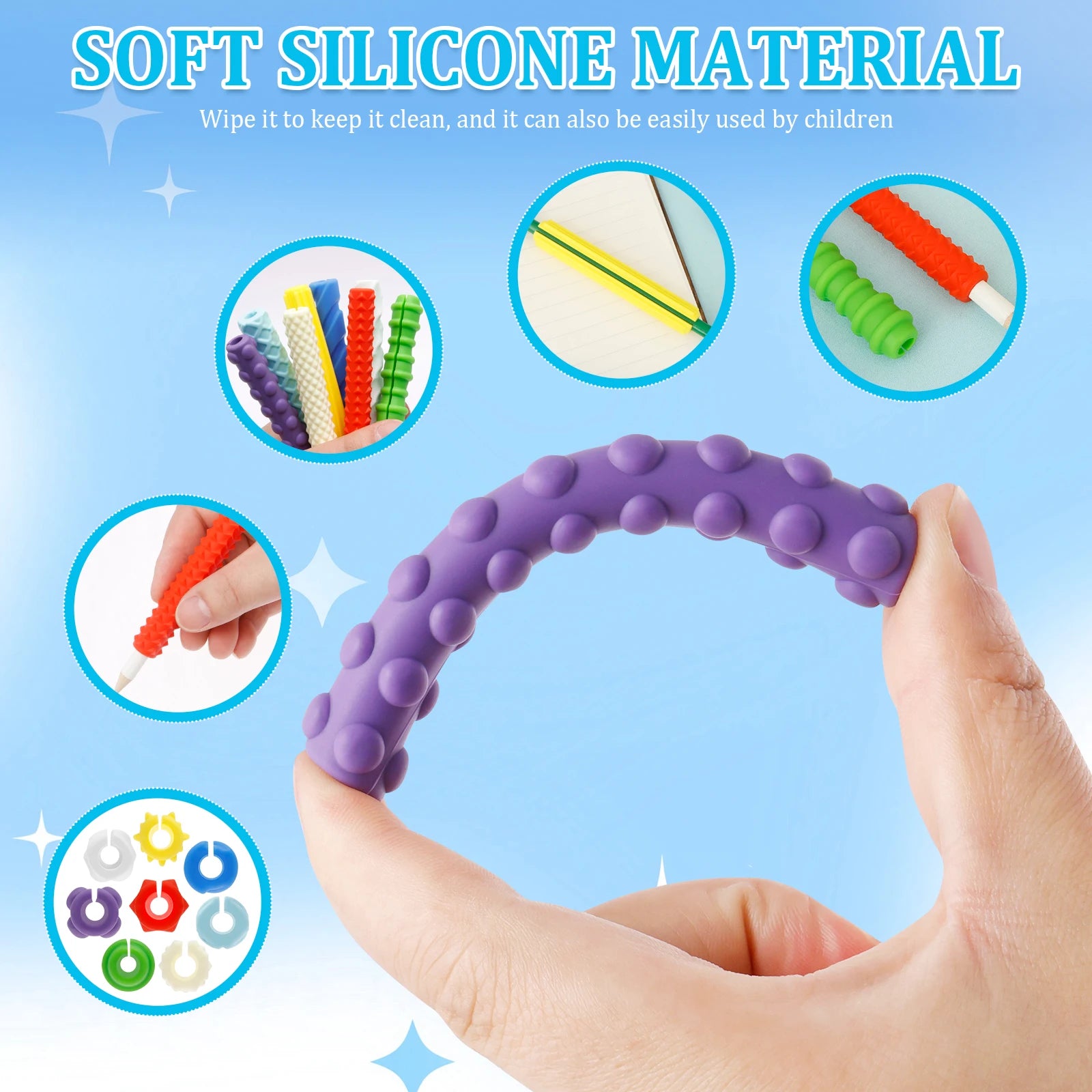 Textured Silicone Pen Grips 8pcs