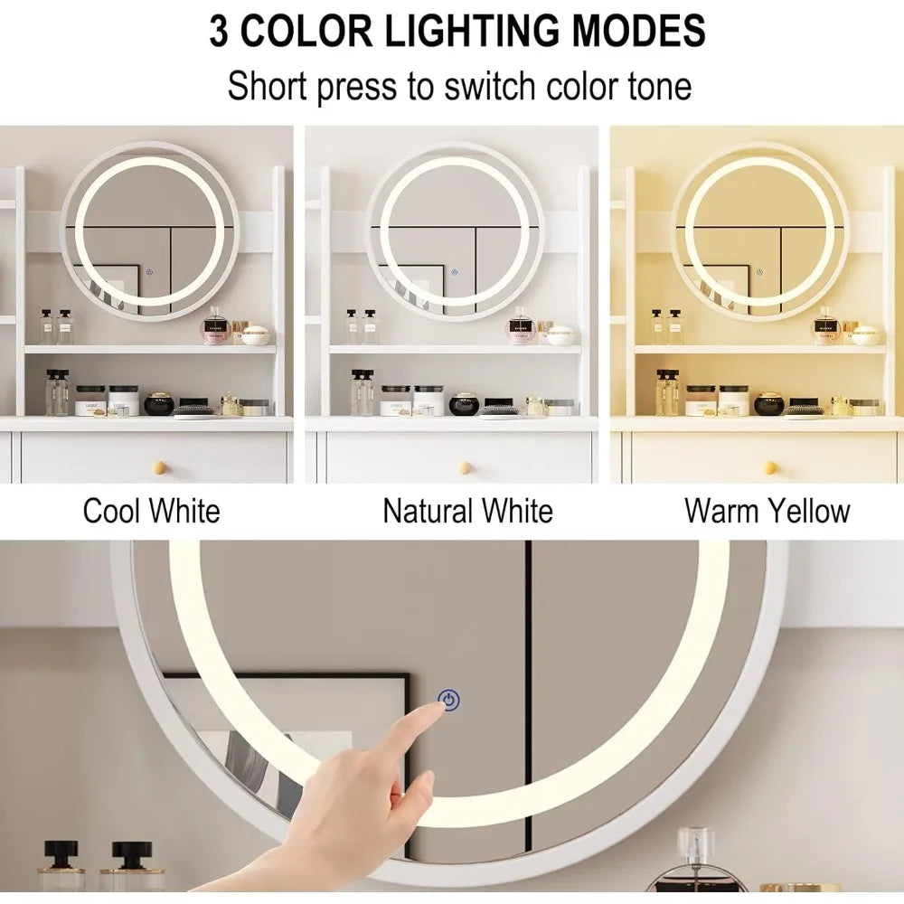 Makeup Table with Drawers and LED Lights