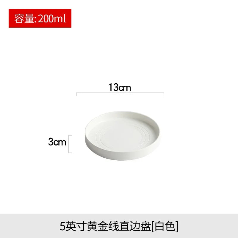 High end white ceramic steak brushed tableware