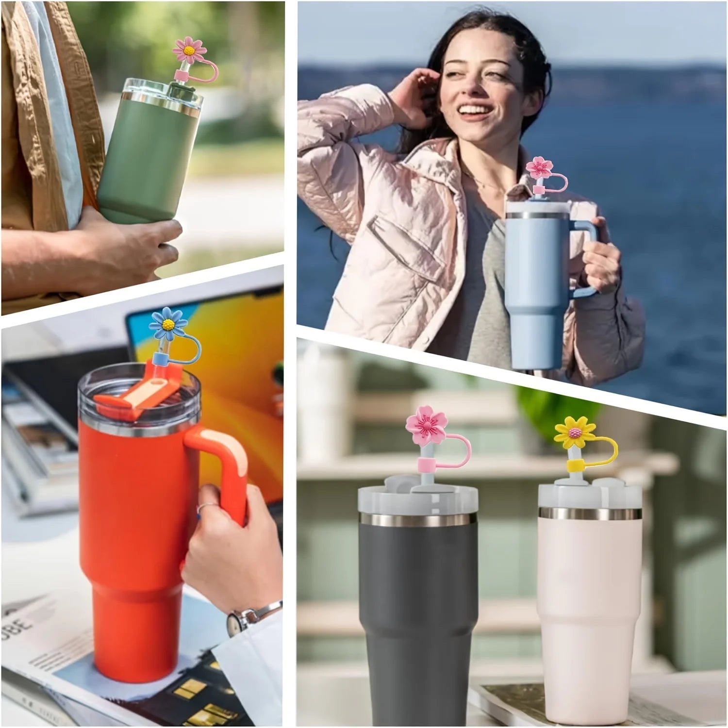Flower Silicone Straw Covers (Cup not included)
