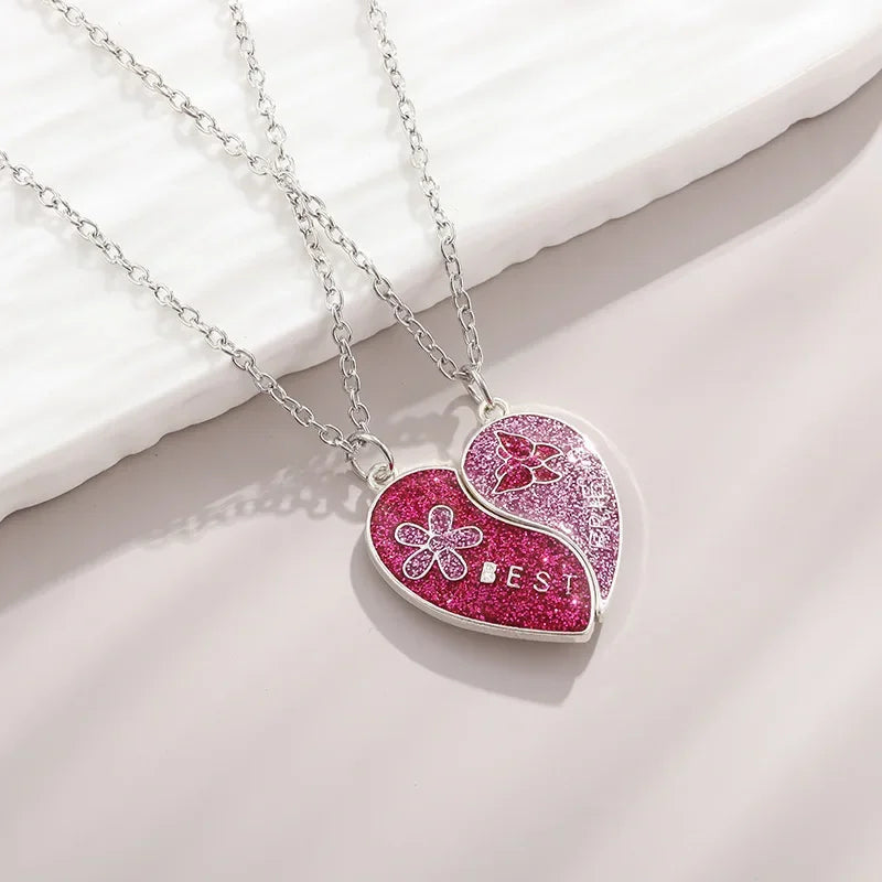 Magnetic pink heart shaped necklace
