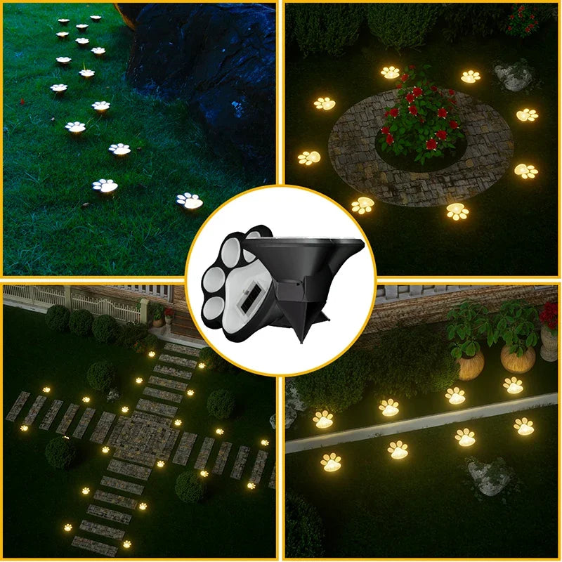 4PCS, Pet Dog Paw Solar LED Garden Lawn Lighting