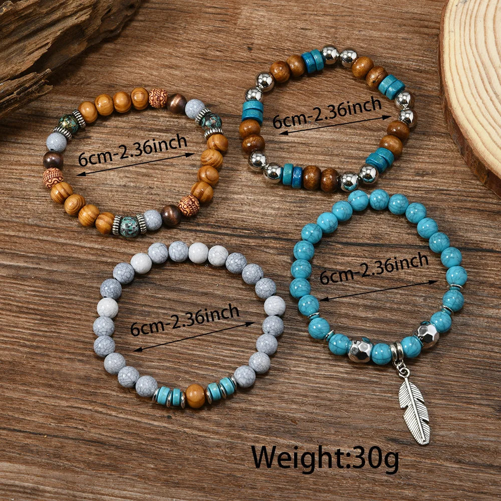 Bohemia Vintage Multi Layer Beaded Turquoise Bracelets