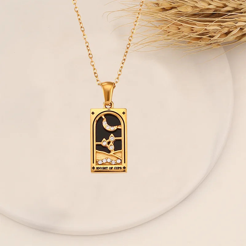 Zirconia Tarot Card Necklace