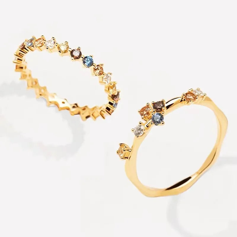 925 Sterling Silver Color Zircon Ring