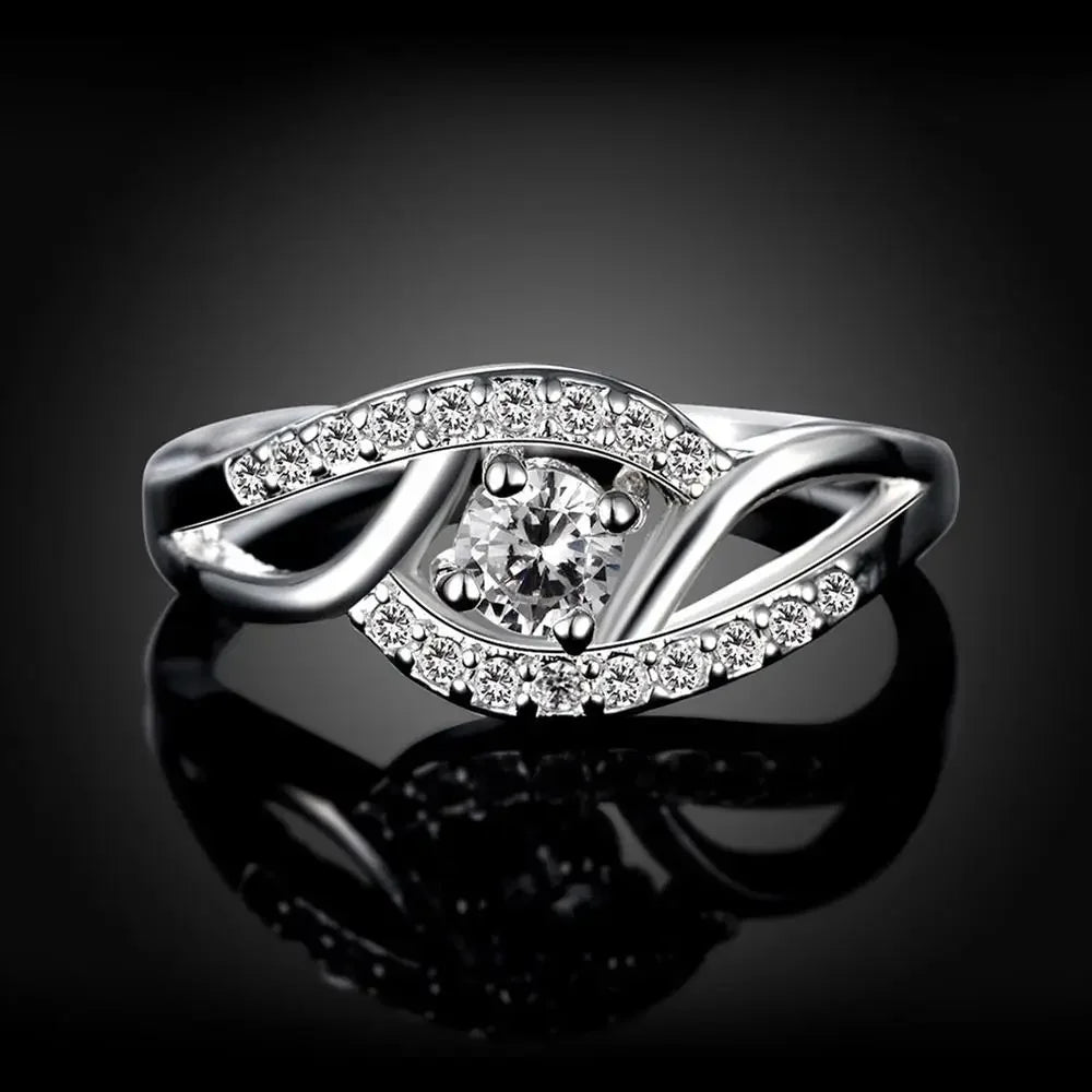 925 Sterling Silver Shiny Zircon Diamond Rings