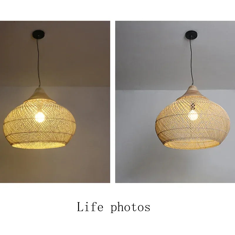 60cm Wabi Sabi Rattan LED Pendant Lights