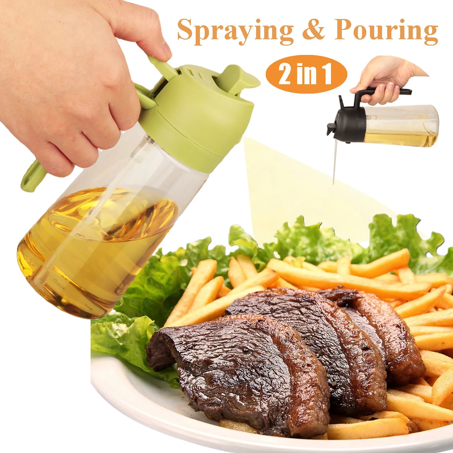 2 in 1 Olive Oil Dispenser and Oil Sprayer