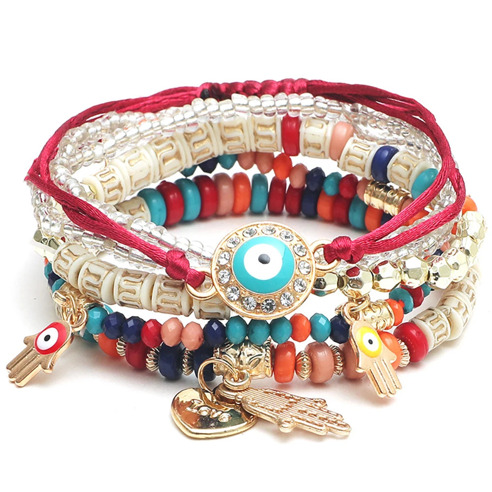 6Pcs/set Bohemian Evil Eye Bracelet Set
