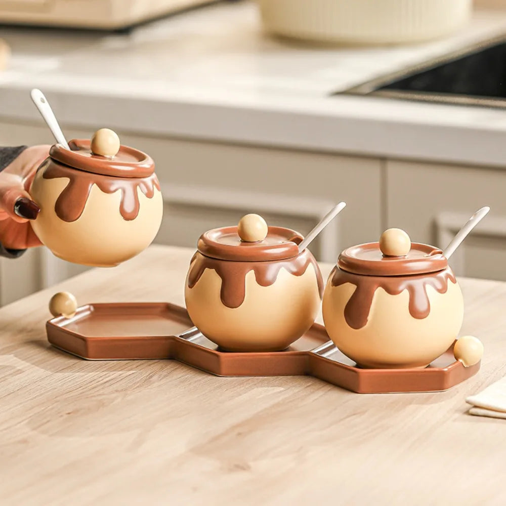 Ceramic Seasoning Jar (Cartoon Honey Jar design)