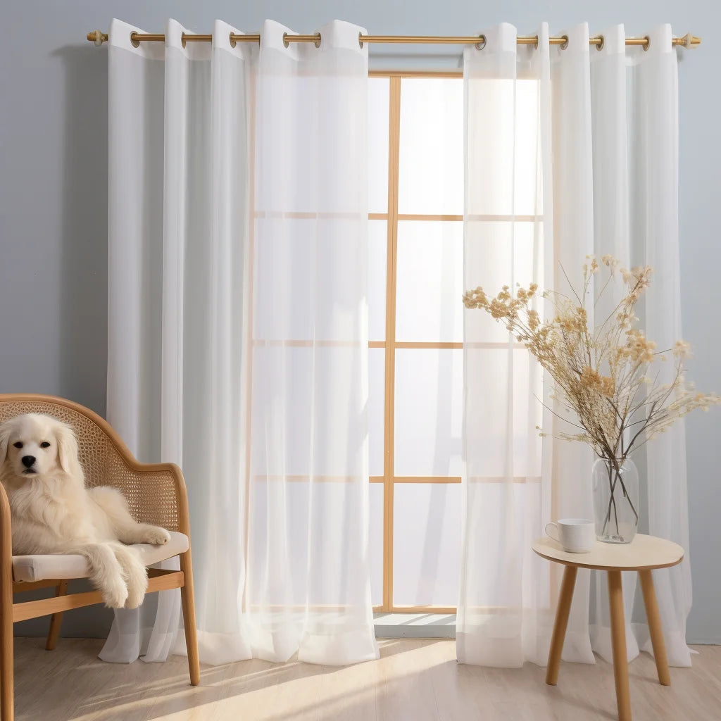 Shading Solid White Sheer Curtains
