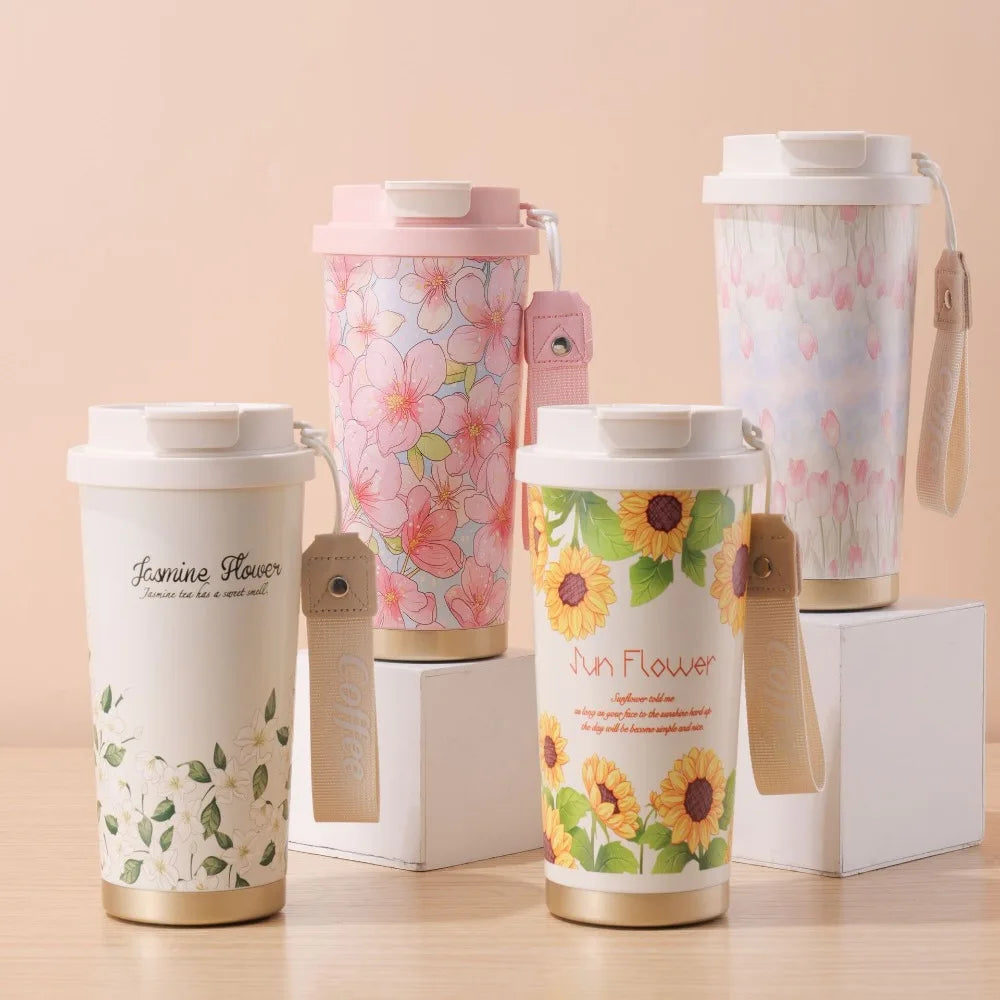 Flower Stainless Steel Insulated Cups 500ml