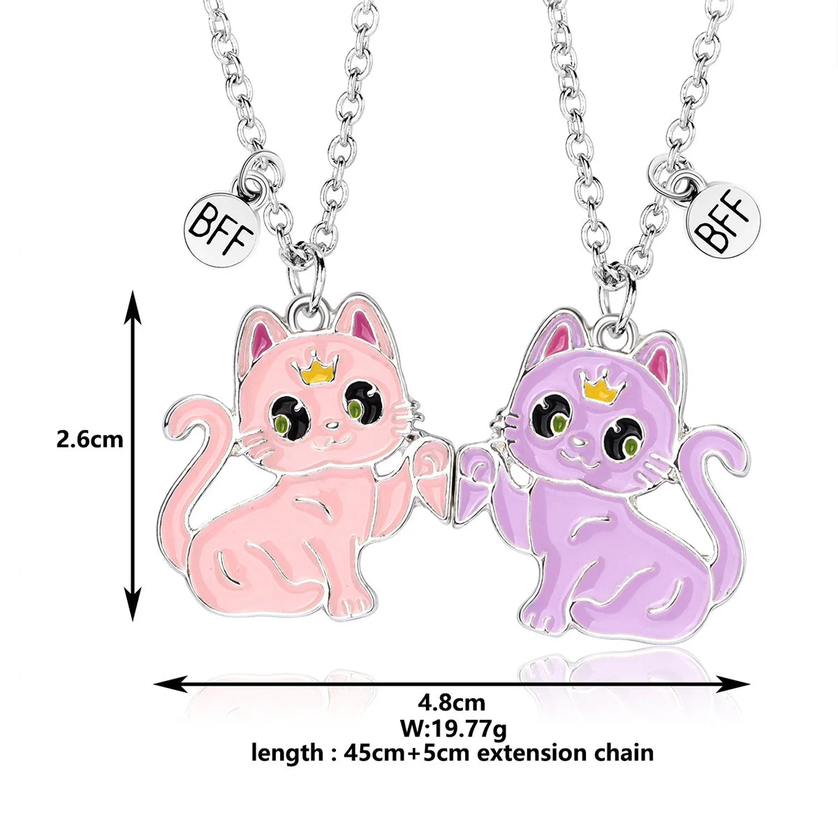 2Pcs Cute Cartoon Animal Magnetic Necklace