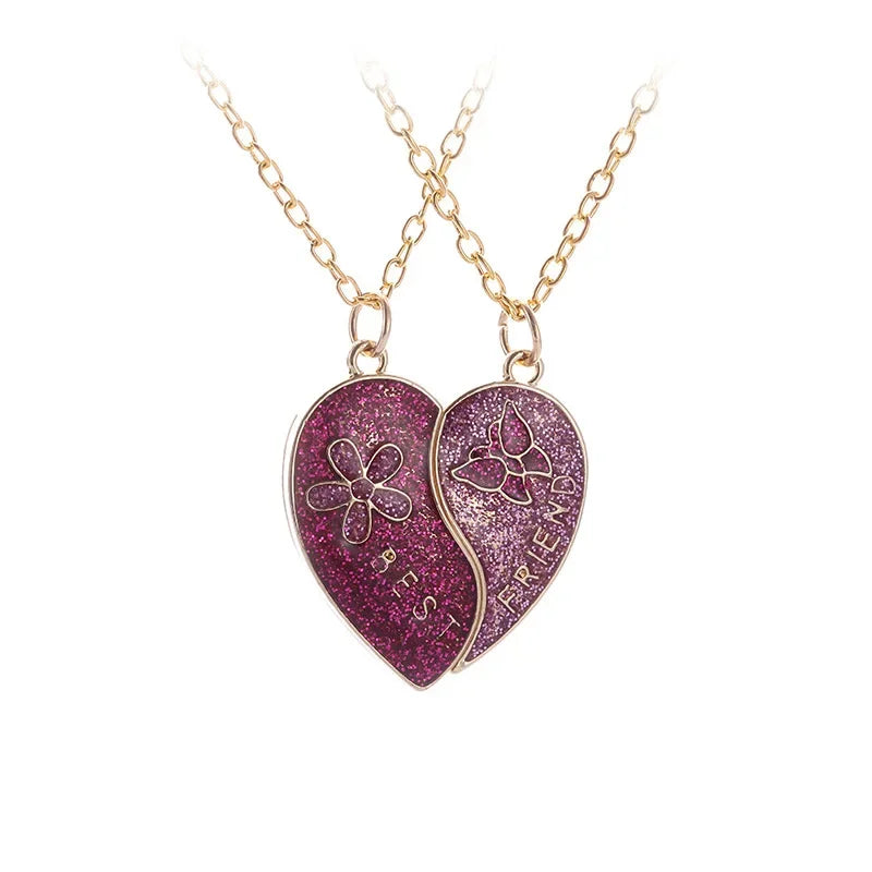 Magnetic pink heart shaped necklace