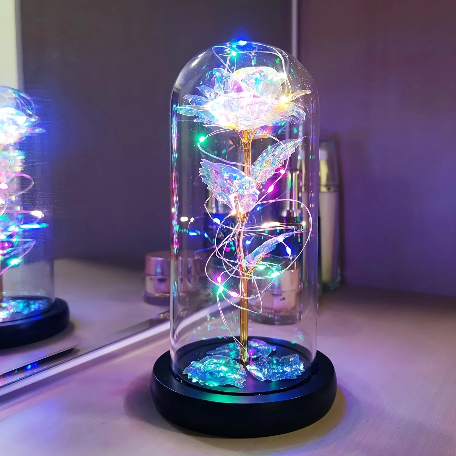 Milky Way roses on glass domes