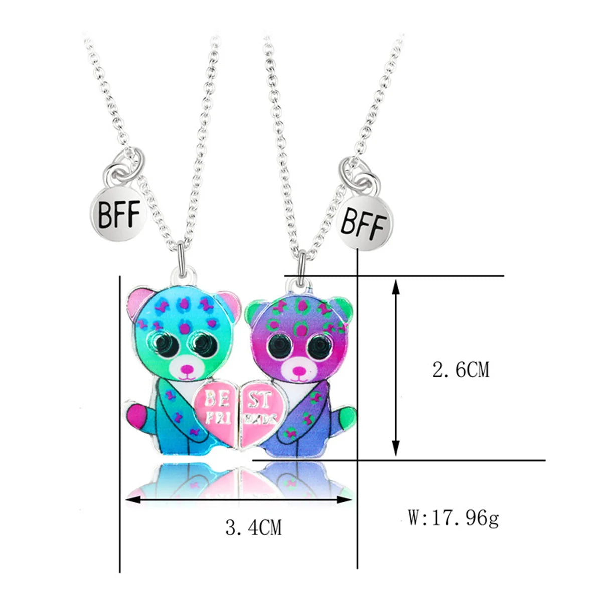 2Pcs Cute Cartoon Animal Magnetic Necklace