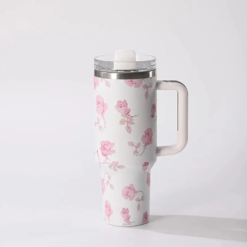 40oz stainless steel flower print thermal cup
