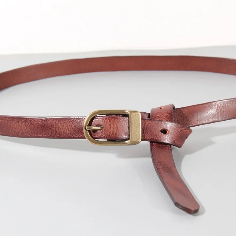 Retro Narrow Cowhide Women's Belt