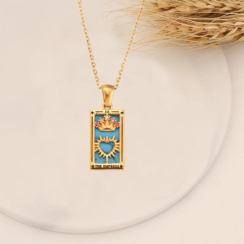 Zirconia Tarot Card Necklace