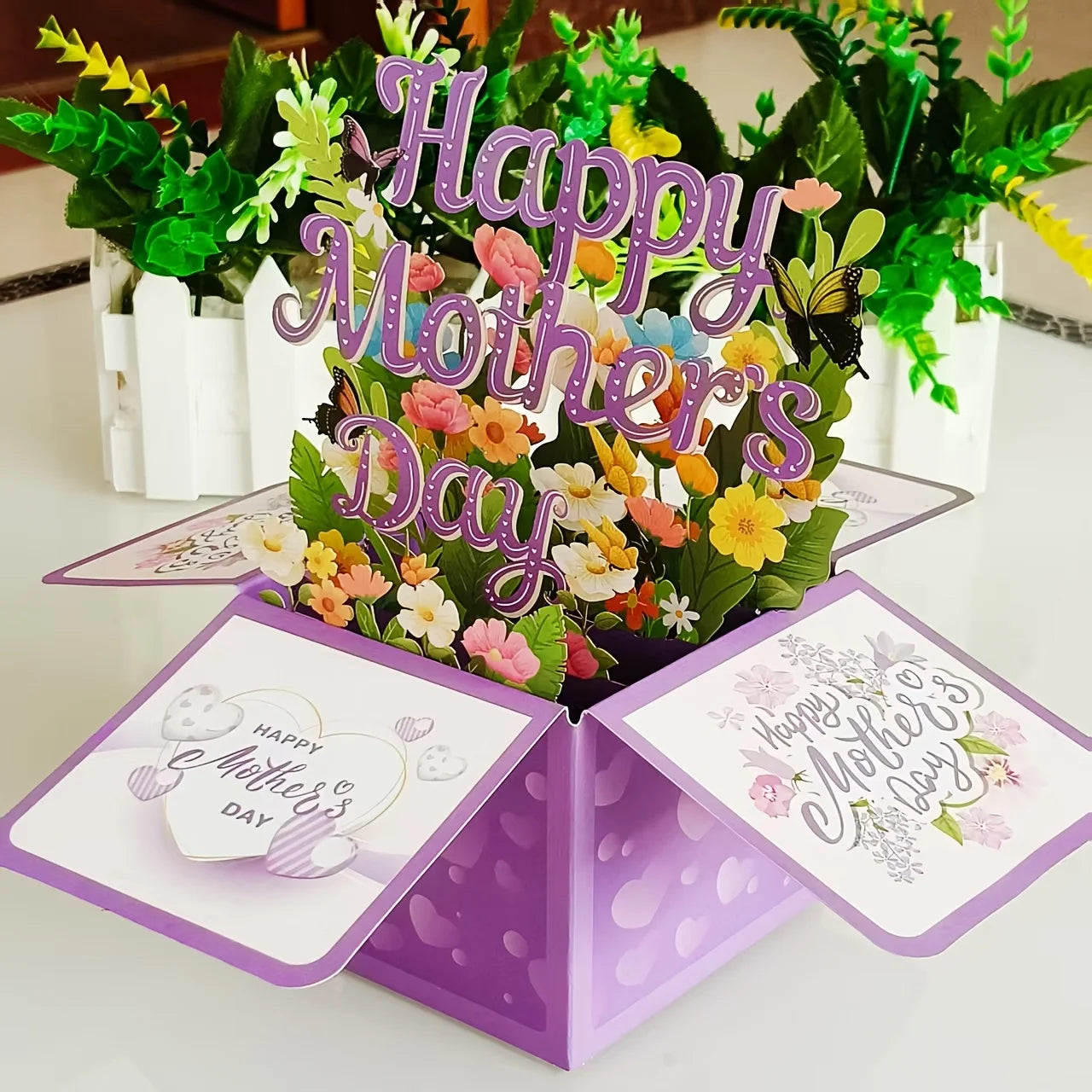 3D Purple Mother's Day Pop-Up Greeting Card
